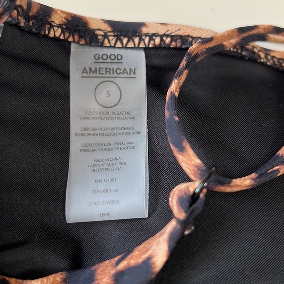 New!! Good American Bikini Leopard Top High Waist Black Bottom Size 5/2X - Picture 6 of 12